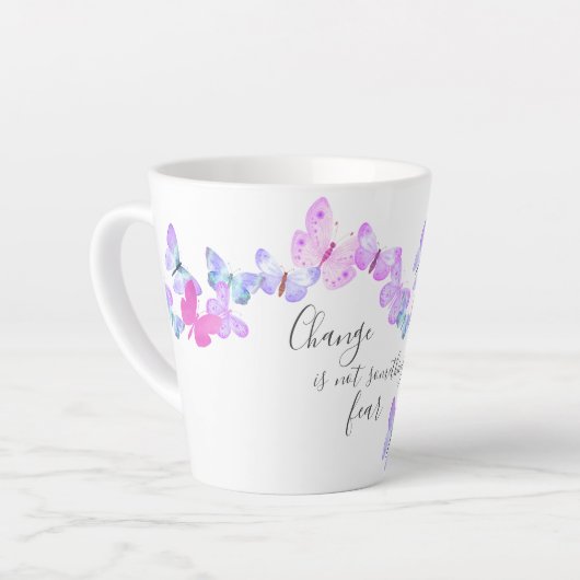 Verandering is niet iets om Butterflies te vrezen Latte Mok (Linkerhoek)
