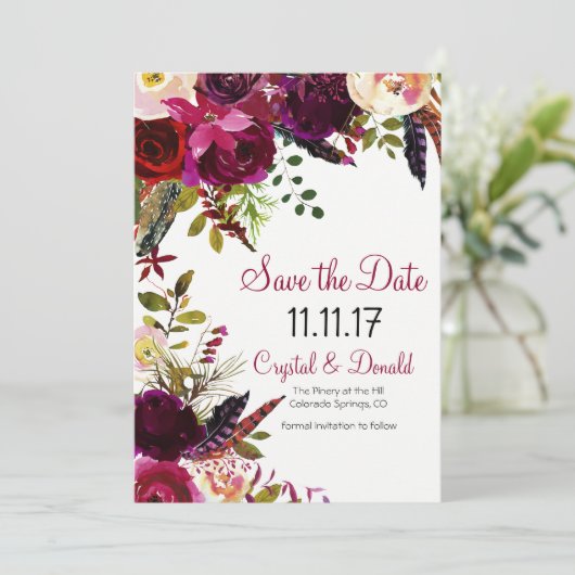 VERANDERING KLEUR - Bloemen Bewaar de Datum Uitnod Save The Date (Staand voorkant)