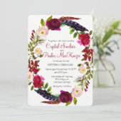 VERANDERING KLEUR - Bourgogne Bloemen bruiloft uit Kaart (Staand voorkant)