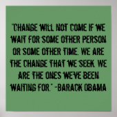 "Verandering komt niet..." Barack Obama Quote Poster (Voorkant)