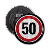 VERANDERING LEEFTIJD verjaardagsfeestje met verkee Button Flesopener (Voorkant)