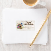 Verandering van adres Birdhouse Blue Bird Flowers Etiket (Insitu)