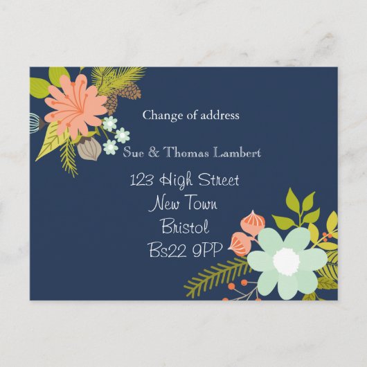 Verandering van adres Bloemen briefkaart (Voorkant)