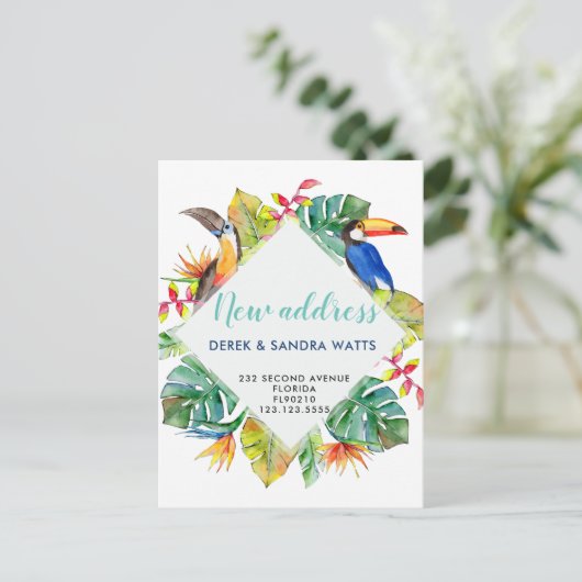 Verandering van adres briefkaart hebben wij tropis (Staand voorkant)