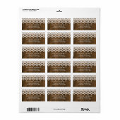 Verandering van adres Bruin rustiek hout en kant Etiket (Full Sheet)