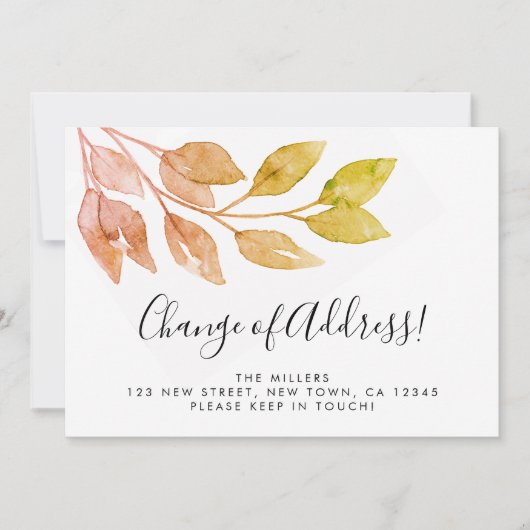 Verandering van Adres Herfst Foliage Moving Aankondiging (Voorkant)