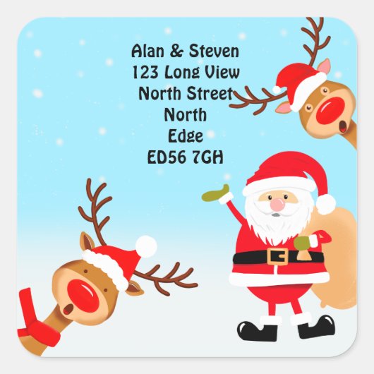 Verandering van adres kerst vierkante sticker (Voorkant)