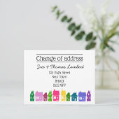 Verandering van adres kleurrijke straat nieuw huis aankondigingskaart (Staand voorkant)