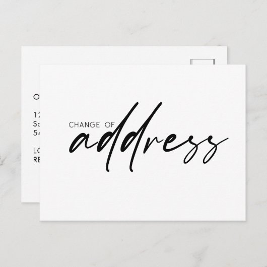 Verandering van adres modern handgeschreven script briefkaart (Voorkant / Achterkant)