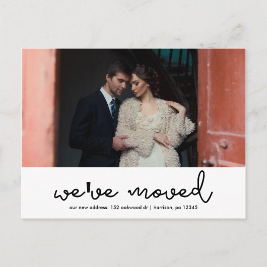 Verandering van Adres Moderne Typografie en Foto Aankondigingskaart (Voorkant)