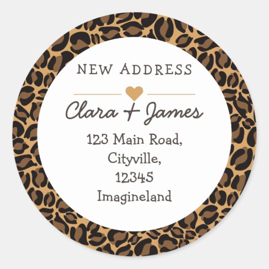 Verandering van adres nieuw adres Leopard Print Ronde Sticker (Voorkant)