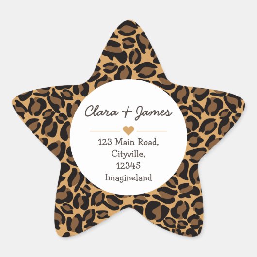 Verandering van adres nieuw adres Leopard Print Ster Sticker (Voorkant)