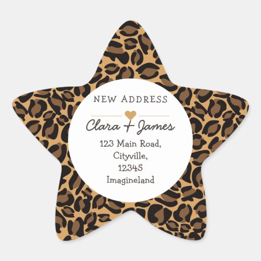 Verandering van adres nieuw adres Leopard Print Ster Sticker (Voorkant)