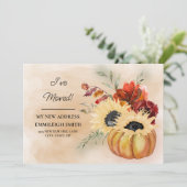 Verandering van adres Pompoen Bloemen Herfst Aankondiging (Staand voorkant)