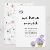 Verandering van Adres Rustieke Bloemen met Vlinder Aankondiging (Voorkant / Achterkant)