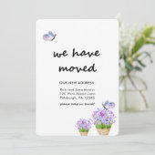 Verandering van Adres Rustieke Bloemen met Vlinder Aankondiging (Staand voorkant)