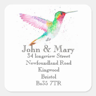 Verandering van Adres sticker aquarel vogel