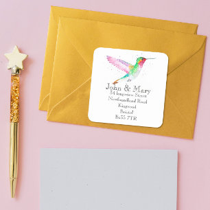 Verandering van Adres sticker aquarel vogel