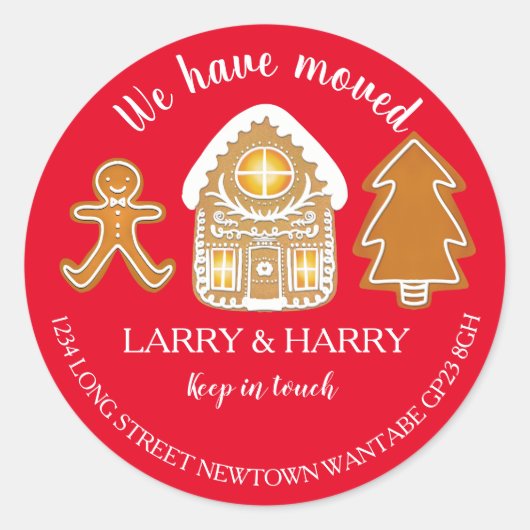 Verandering van Adres sticker kerst peperkoek (Voorkant)