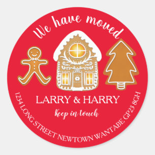 Verandering van Adres sticker kerst peperkoek