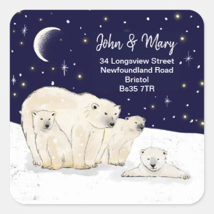 Verandering van Adres sticker kerst polar beer
