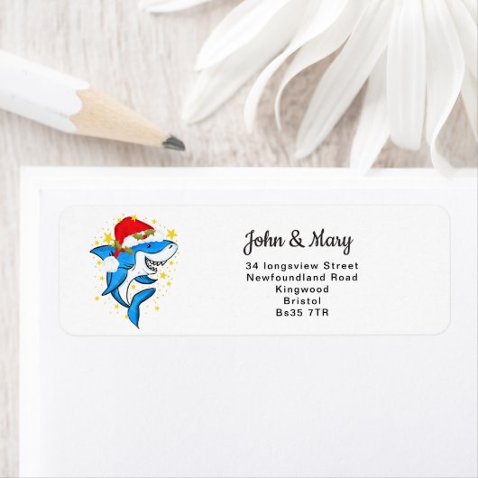 Verandering van adres sticker kersthaai (Insitu)