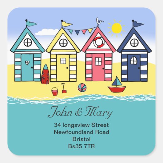 Verandering van Adres sticker strandhut (Voorkant)