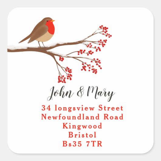 Verandering van adres sticker vakantie robin (Voorkant)