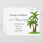 Verandering van adres strand thema palmboom aankondigingskaart (Voorkant / Achterkant)