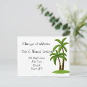 Verandering van adres strand thema palmboom aankondigingskaart (Staand voorkant)