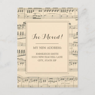 Verandering van adres Vintage Antieke Bladmuziek Briefkaart