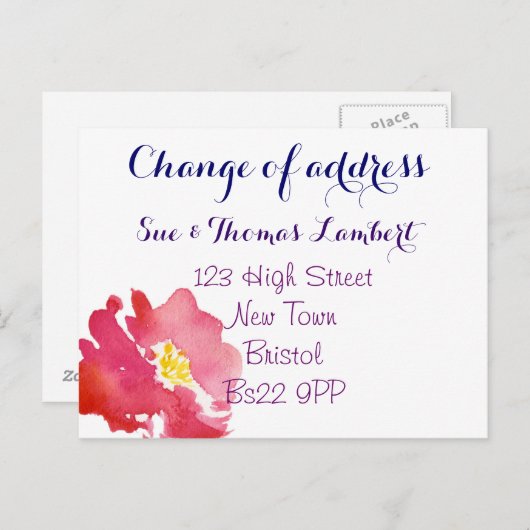 Verandering van adres water-kleur briefkaart (Voorkant / Achterkant)