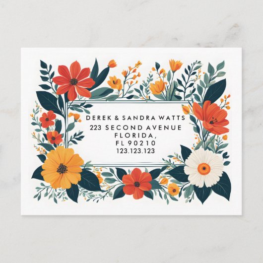 Verandering van adres we hebben botanisch geel ver aankondigingskaart (Voorkant)