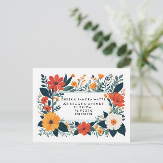 Verandering van adres we hebben botanisch geel ver aankondigingskaart (Staand voorkant)