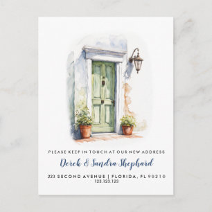 Verandering van adres we hebben groene deur verpla aankondigingskaart