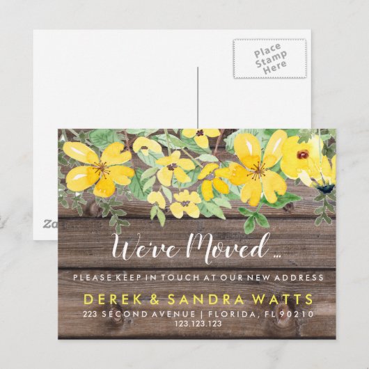 Verandering van adres we hebben verhuisd huis bloe aankondigingskaart (Voorkant / Achterkant)