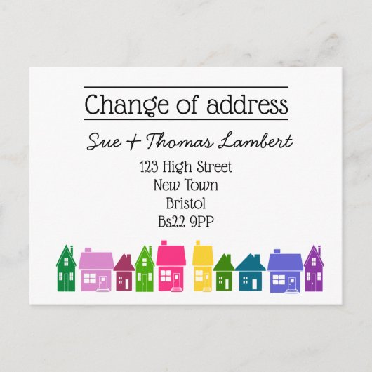 Verandering van Adreskleur nieuw huis dat we hebbe Aankondigingskaart (Voorkant)