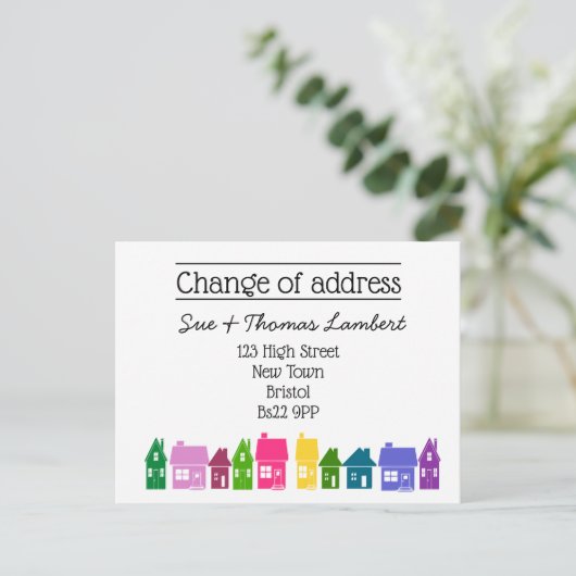 Verandering van Adreskleur nieuw huis dat we hebbe Aankondigingskaart (Staand voorkant)