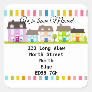 Verandering van adresregel van huizen vierkante sticker