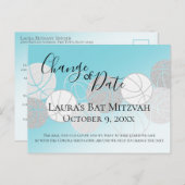 Verandering van datum Basketball Bat Mitzvah Briefkaart (Voorkant / Achterkant)