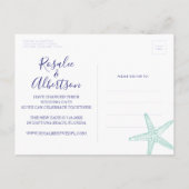 Verandering van Datum Blauwgroen strand bruiloft S Aankondigingskaart (Achterkant)