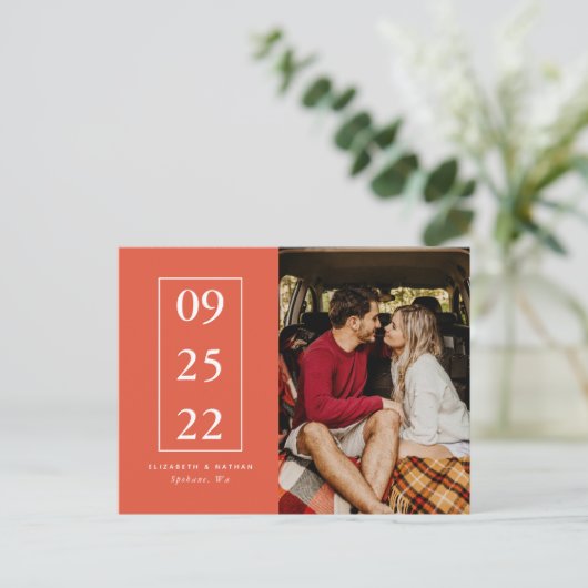 Verandering van Datum Bruiloft Uitstel Briefkaart (Staand voorkant)