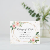 Verandering van datum Elegante geometrische roze b Briefkaart (Staand voorkant)