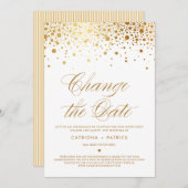 Verandering van datum Goud Folie Confetti Uitgeste Kaart (Voorkant / Achterkant)