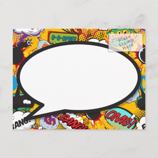 Verandering van Datum Leuk Uitgesteld Modern Comic Aankondigingskaart (Achterkant)