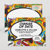 Verandering van Datum Leuk Uitgesteld Modern Comic Briefkaart (Voorkant / Achterkant)