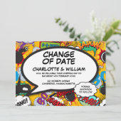 Verandering van Datum Leuk Uitgesteld Modern Typog Save The Date (Staand voorkant)