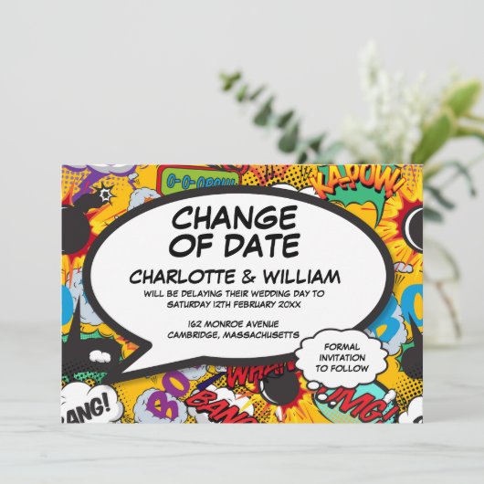 Verandering van Datum Leuk Uitgesteld Modern Typog Save The Date (Staand voorkant)