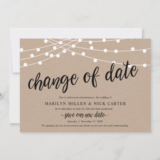 Verandering van datum, Lichtslingers, Aankaartings Kaart (Voorkant)