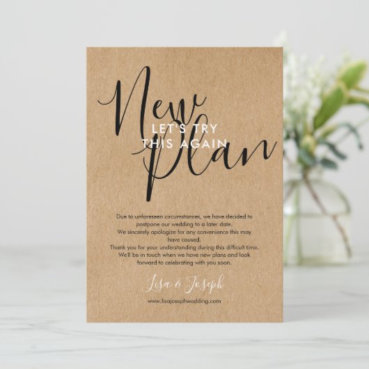 Verandering van Datum Nieuw Plan Geannuleerde Rust Kaart (Staand voorkant)